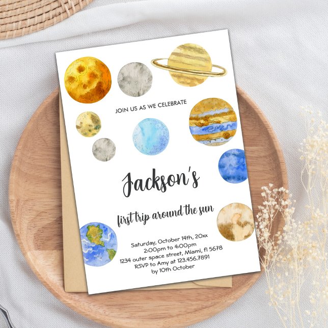 Weißer Hintergrund Weltraum Einladungen zum Geburt (White Background Outer Space Birthday Invitations)