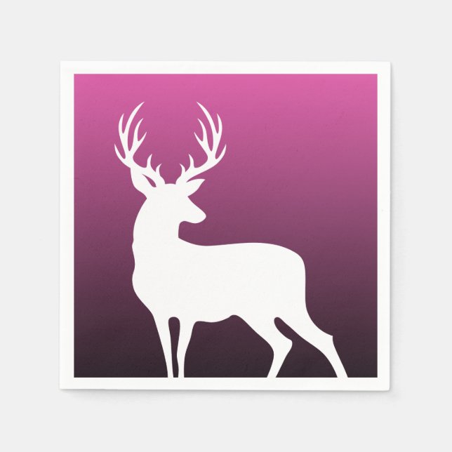 Weißer Hirsch Silhouette Rosa Papetiercocktail Nap Serviette (Vorderseite)
