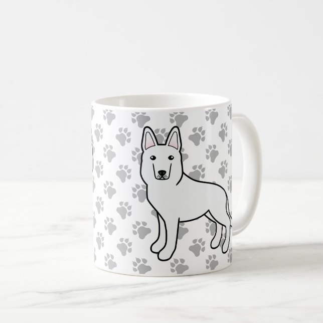 Weißer Hirte/Weißer Hirte Hund & Paws Kaffeetasse (VorderseiteRechts)