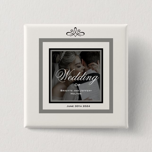 Weißer Hochzeitsknopf Button (Vorderseite)