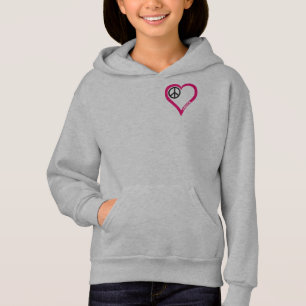Weißer Hoodie des FriedensLiebe-Beifall-Mädchens