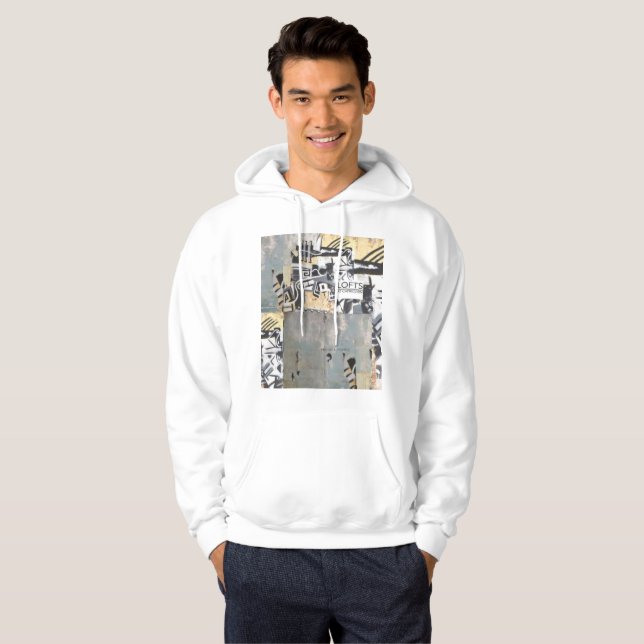 Weißer Hoodie mit Steinbock-Wand-Entwurf (Vorne ganz)