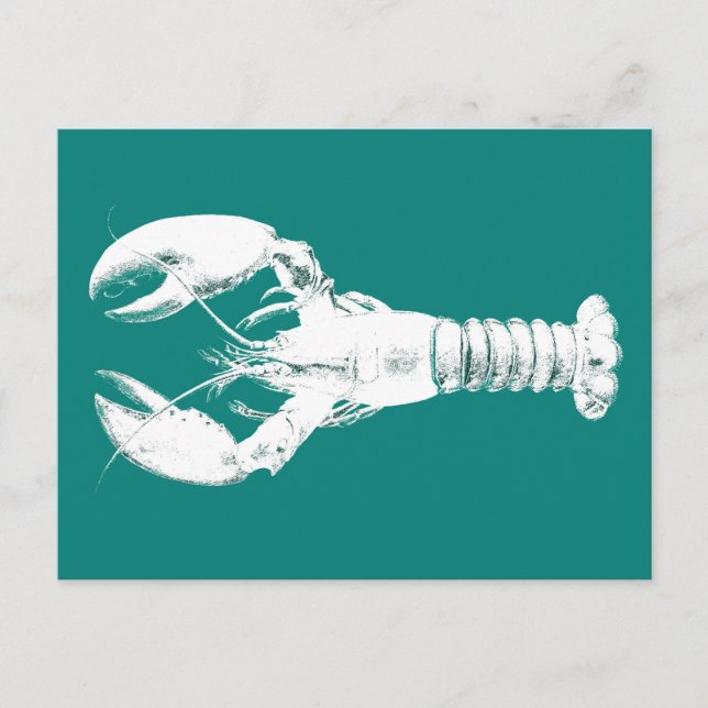 Weißer Hummer auf Türkis / Aquamarin Postkarte (Vorderseite)