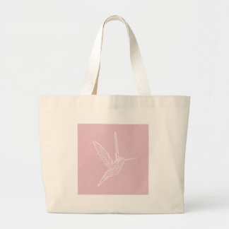 Weißer Hummingvogel in Rosa Jumbo Stoffbeutel