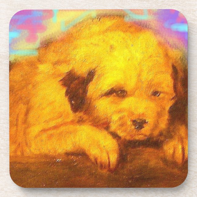 Weißer Hund Getränkeuntersetzer (Vorderseite)