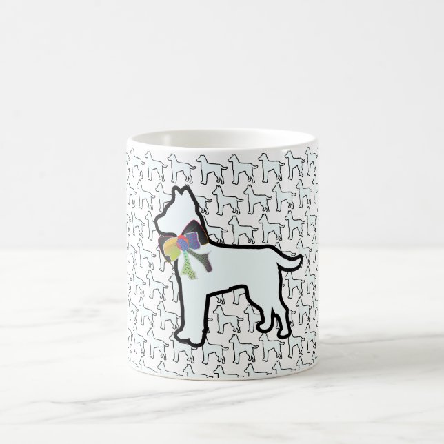 Weißer Hund mit Schleife   Kaffeetasse (Mittel)