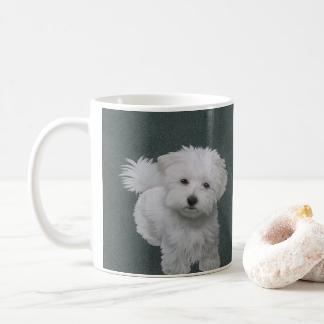 Weißer Hund-Portrait Kaffeetasse (Mit Donut)