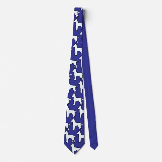 Weißer Hund Tiefblau  Krawatte (Vorderseite)