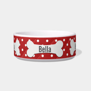 Weißer Hundeknochen auf Polka Dots Bowl Napf
