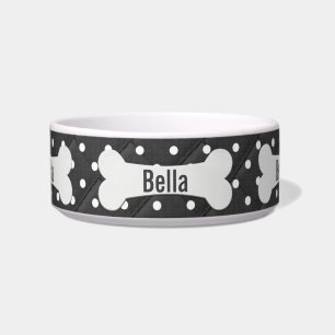 Weißer Hundknochen auf Polka-Punkten Napf