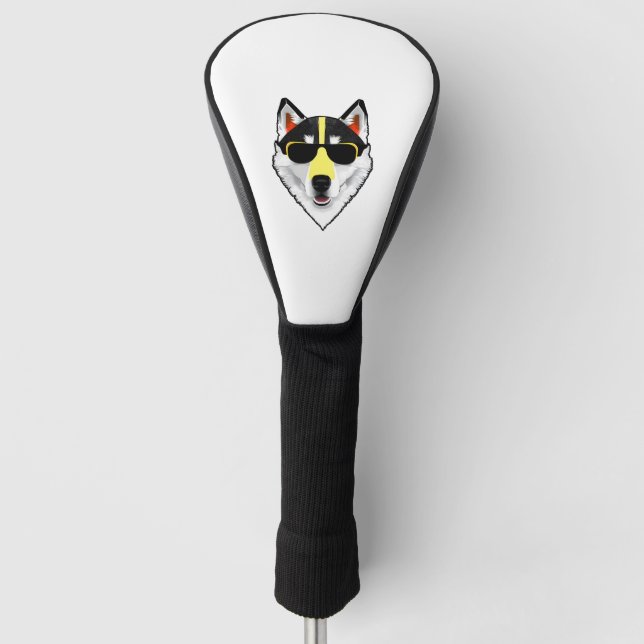 weißer Husky mit Sonnenbrille Golf Headcover (Vorderseite)