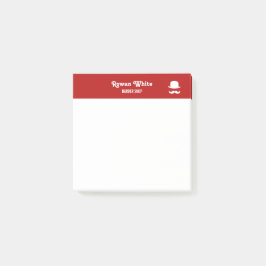 Weißer Hut und Schnurrbart Silhouette rot Post-it Klebezettel