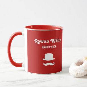 Weißer Hut und Schnurrbart Silhouette rot Tasse