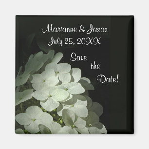 Weißer Hydrangea-Save the Date Magnet
