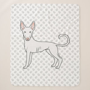Weißer Ibizan Hound Glatthaar Cartoon-Hund & Pfote Sherpadecke