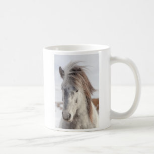 Weißer Isländischer Pferdekopf Kaffeetasse