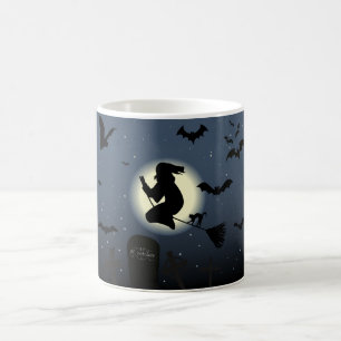 Weißer Kaffee Tasse für Hexen und Fledermäuse