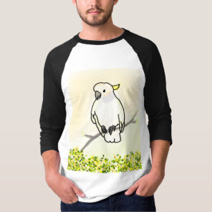 Weißer Kakadu auf Ast Tropischer Vogel Langarm T-Shirt