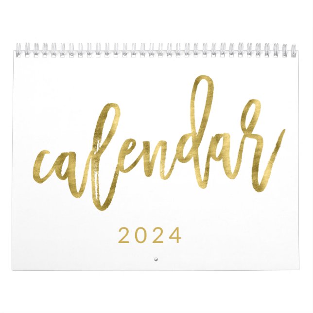 Weißer Kalender 2024 mit Imitaten Goldene Monate (Titelbild)