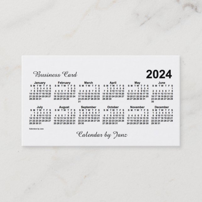 Weißer Kalender 2024 von Janz Visitenkarte (Vorderseite)