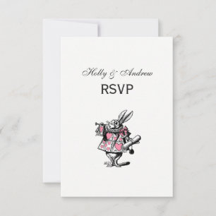 Weißer Kaninchen Trompeter Alice Adv Wunderland Ro RSVP Karte