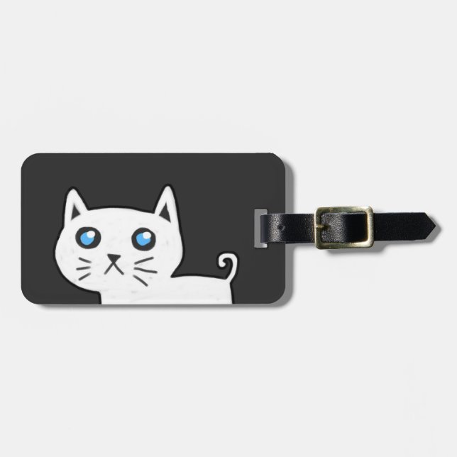 Weißer Katzen-Gepäckanhänger Gepäckanhänger (Vorderseite horizontal)