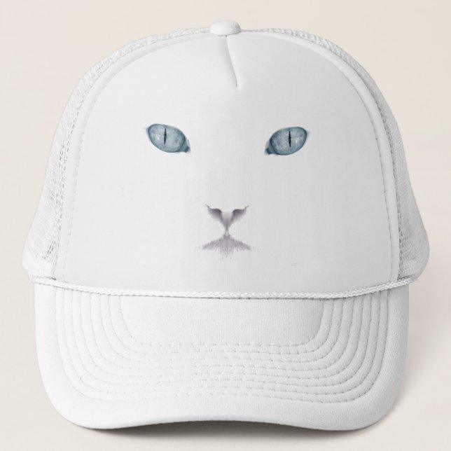 Weißer Katzen-Gesichts-Fernlastfahrer-Hut Truckerkappe (Vorderseite)