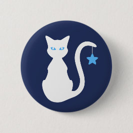 Weißer Katzen-Knopf Button