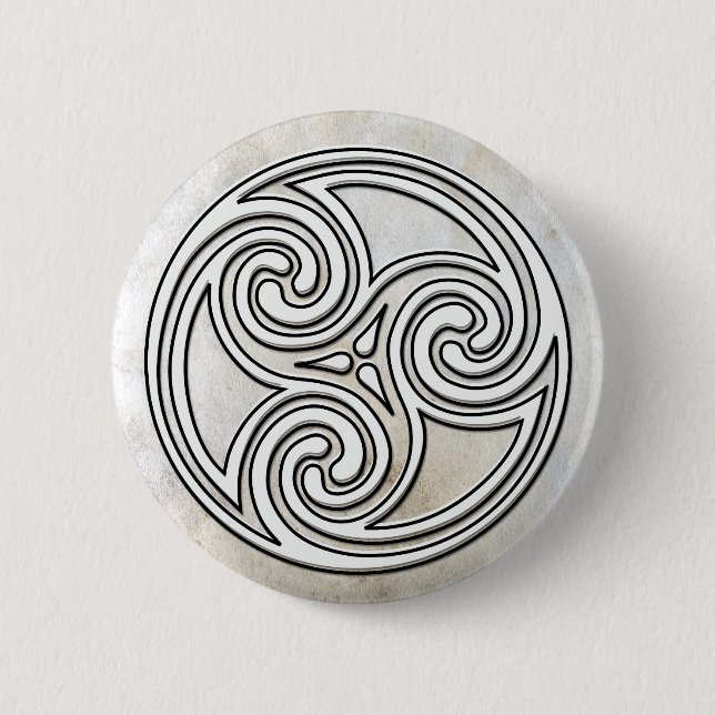 Weißer keltischer irischer Knoten Triskelion Button (Vorderseite)