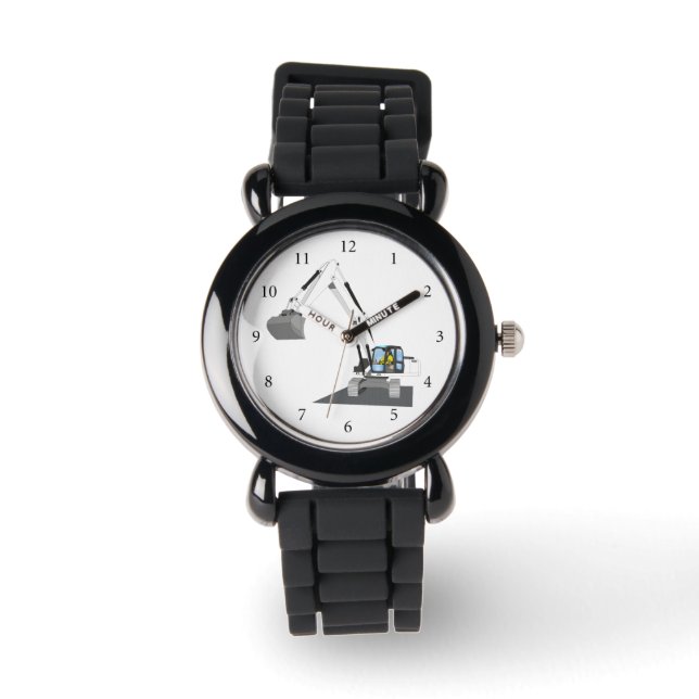weißer Kettenbagger Armbanduhr (Vorderseite)