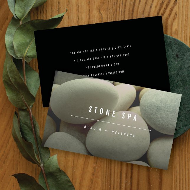 Weißer Kies Steine Minimalistisches Foto Wellness- Visitenkarte (White Pebbles Stones Minimalist Photo Spa Wellness Business Card @ fatfatin)