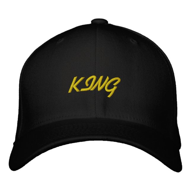 Weißer King Text Grundlegende FlexFit-Wollkappe Bestickte Baseballkappe (Vorderseite)