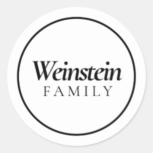Weißer Klassischer Familienname Purim-Aufkleber Runder Aufkleber