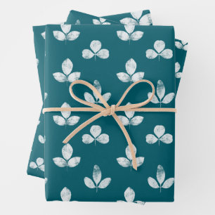 Weißer Klee Teal  Geschenkpapier Set