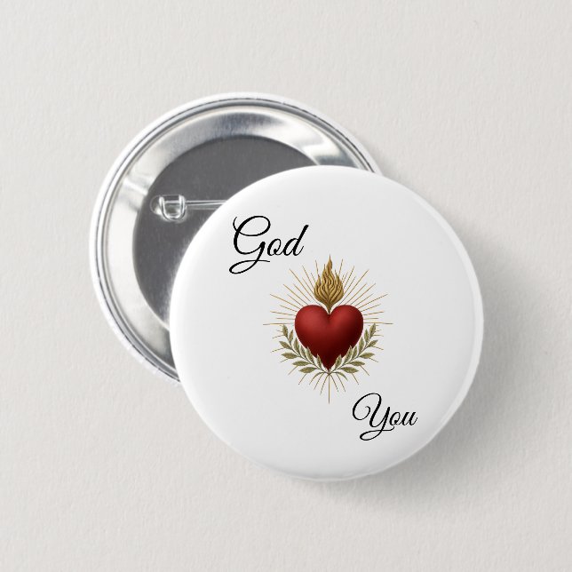 Weißer Knopf - Gott liebt dich Button (Vorne & Hinten)