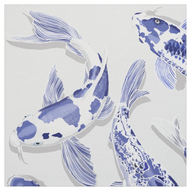 Weißer Koi-Fisch Stoff (Muster)