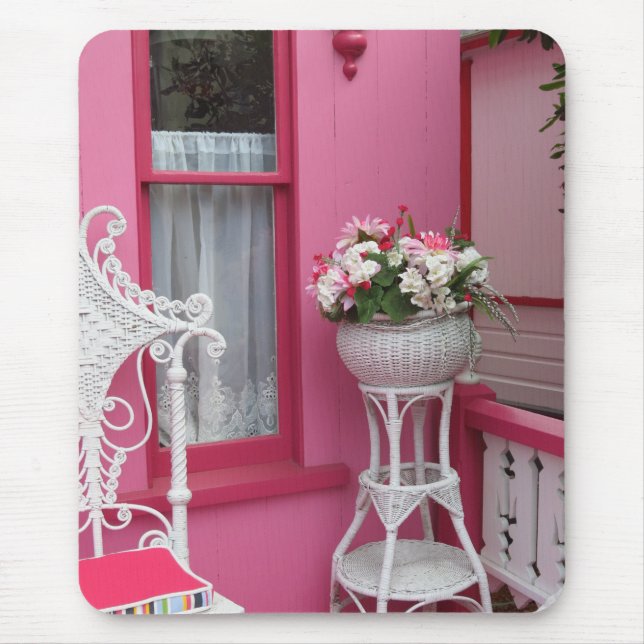 Weißer Korb auf Rosa - Martha's Vineyard Mousepad (Vorne)