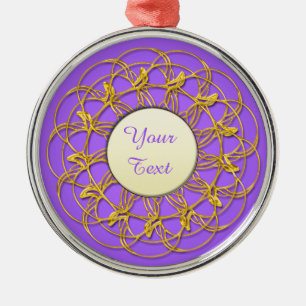 Weißer Kreis der goldenen Spitzen mit Text auf Lil Ornament Aus Metall