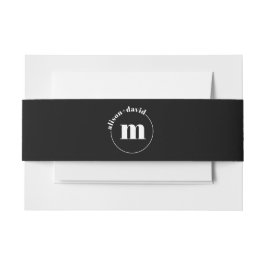 Weißer Kreis mit Namen und monogramm schwarze Hoch Einladungsbanderole