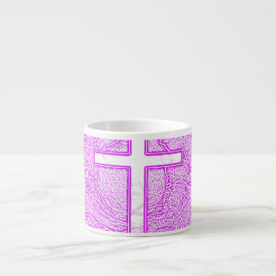 WEISSER KREUZ IN PINK ESPRESSOTASSE