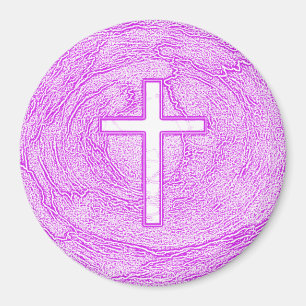 WEISSER KREUZ IN PINK MAGNET