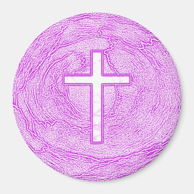 WEISSER KREUZ IN PINK MAGNET (Vorne)