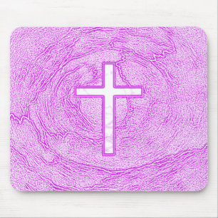 WEISSER KREUZ IN PINK MOUSEPAD