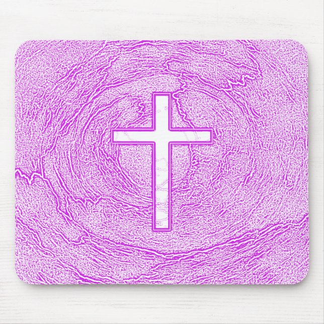 WEISSER KREUZ IN PINK MOUSEPAD (Vorne)