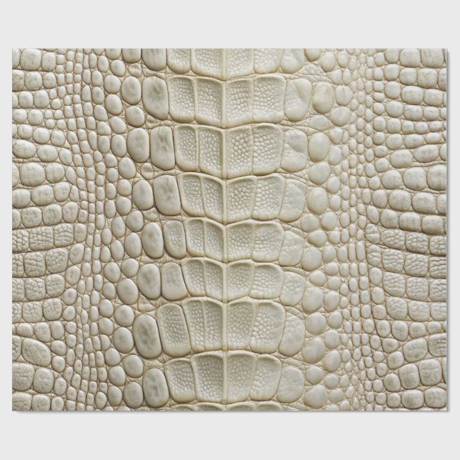 Weißer Krokodil Alligator Imitate Lederdruck Geschenkpapier (Flach)