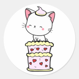Weißer Kuchen springt aus einem Kuchen Runder Aufkleber