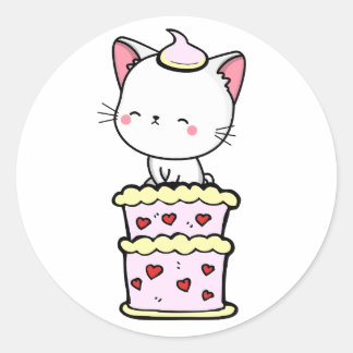 Weißer Kuchen springt aus einem Kuchen Runder Aufkleber