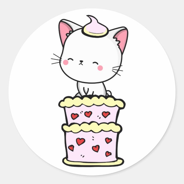 Weißer Kuchen springt aus einem Kuchen Runder Aufkleber (Vorderseite)