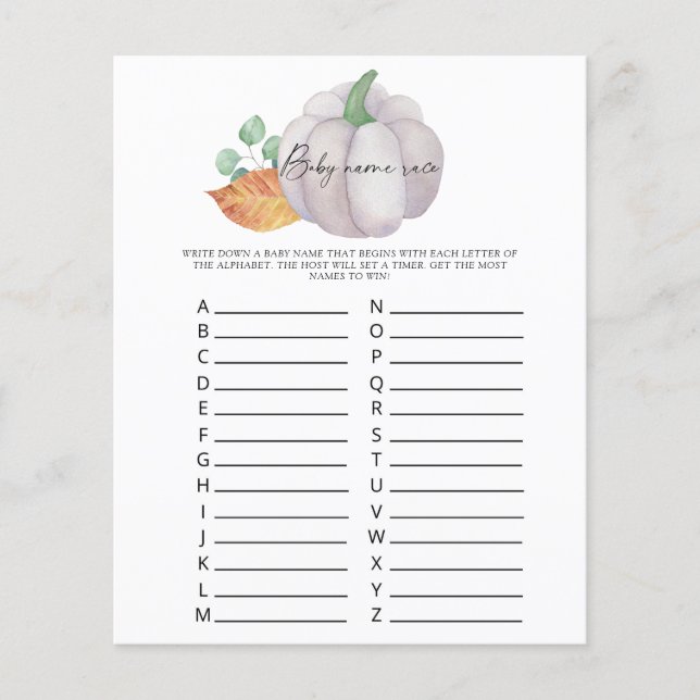 Weißer Kürbis - Kindernamensspiel (Vorderseite)