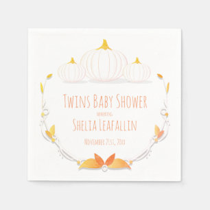 Weißer Kürbis paart Babyparty-Papierserviette Serviette